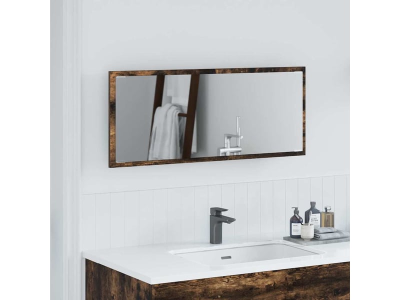  Miroir de salle de bain, miroir de toilette chêne fumé 90 x 8,5 x 37 cm bois d'ingénierie cf62658  - Conforama B