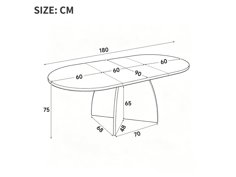  Table de salle à manger extensible pour 4 à 8 personnes, angles arrondis, style moderne, en mdf, coloris noyer  - Conforama C