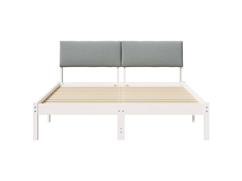  Lit double- lit adulte -  cadre de lit avec tête de lit blanc et gris clair 160 x 200 cm  - Conforama D