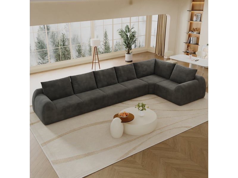 Canapé d'angle en l gris foncé 401 cm en tissu chenille sans armature - Conforama E
