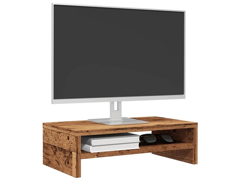  Support de moniteur, écran pc bureau vieux bois 42x24x13cm bois d'ingénierie  - Conforama B