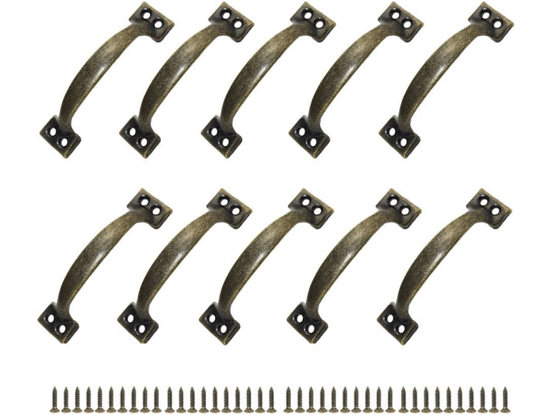  10 poignées pour meubles et portes, de centre à centre, en alliage de zinc rustique, pour cuisine, porte de grange, hangar de jardin (99 mm)  - Conforama E