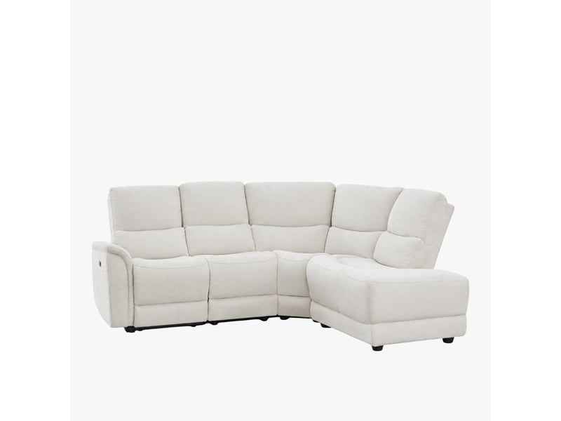  Canapé d'angle relax électrique en tissu blanc écru - angle droit  - Conforama A