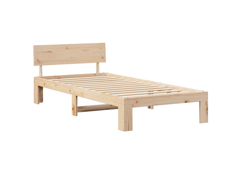  Lit simple- lit adulte -  cadre de lit avec tête de lit naturel 90 x 200 cm pin massif  - Conforama A