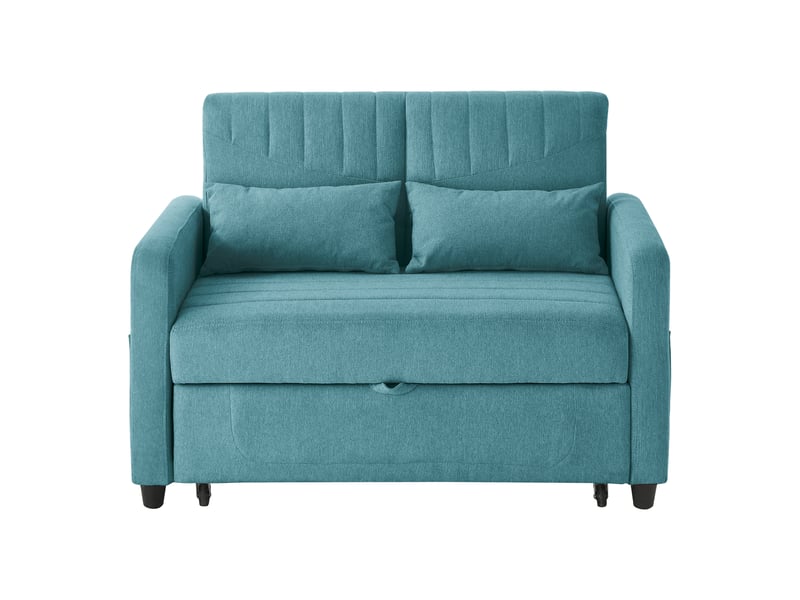  Canapé convertible 2 places extensible design contemporain bleu antique tissu lin coton dossier réglable  - Conforama A