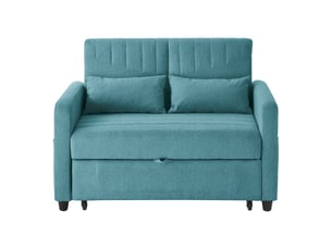 Canapé convertible 2 places extensible design contemporain bleu antique tissu lin coton dossier réglable