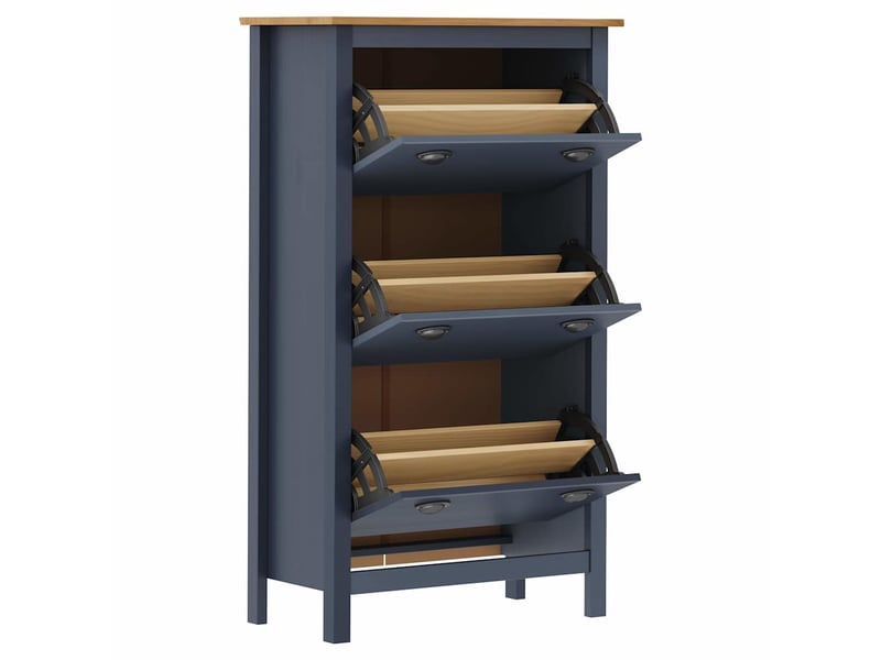  Meuble à chaussure, armoire à chaussures hill gris 72x35x124 cm bois de pin solide  - Conforama C