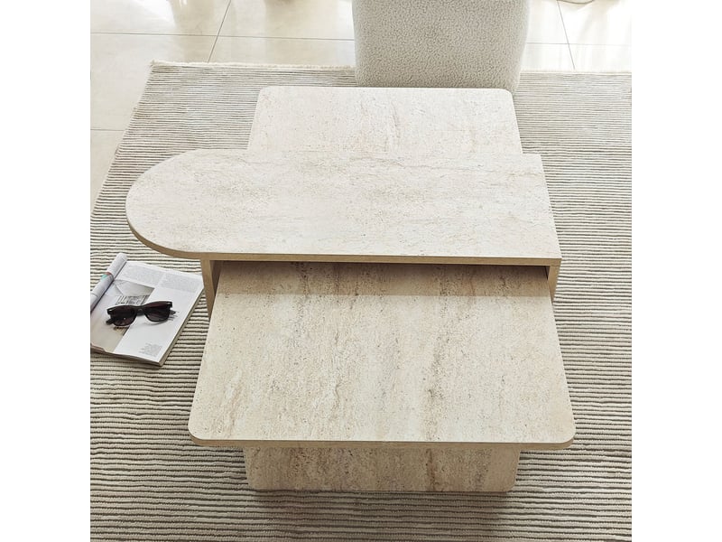  Set de 2 tables basses modernes en bois paris - beige  - Conforama D