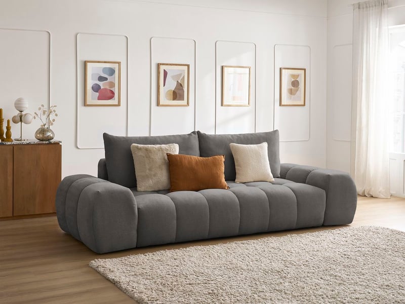  Bobochic canapé droit fixe 3 places everest tissu texturé gris foncé EVEREST - Conforama B