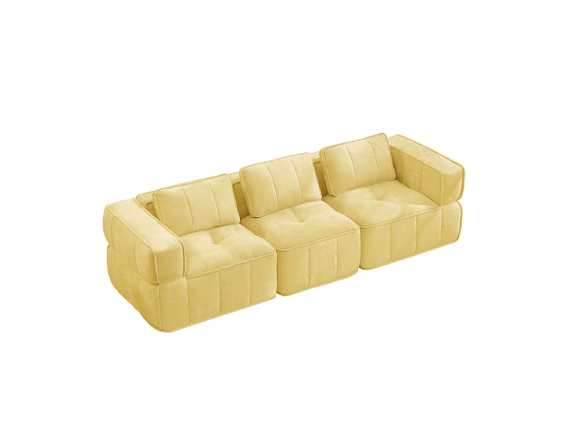 Canapé modulable 3 places sans structure en polyester jaune - Conforama A