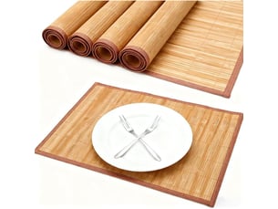 Set de table bambou – lot de 4 – résistant chaleur et lavable – enroulable – pour cuisine et salle à manger – 45x30 cm