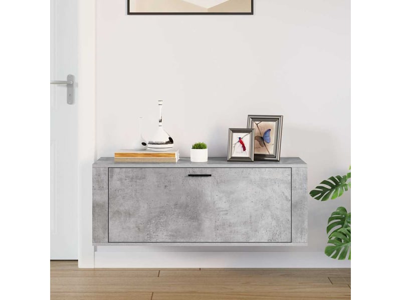  Meuble à chaussure, armoire à chaussures murale gris béton 100x35x38 cm  - Conforama C
