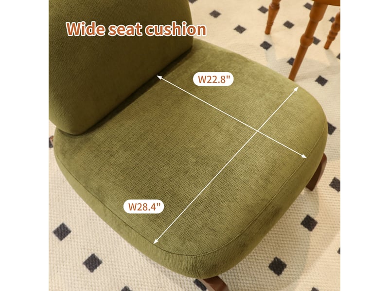 Fauteuil velours doux sans accoudoirs - pieds bois massif, rembourré, salon moderne - Conforama D