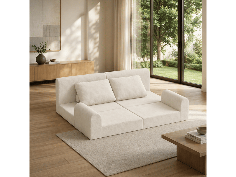 Canapé-lit convertible 160 x 80 x 78 cm, rangement, tissu flanelle beige CARDUME ESTIVAL - Conforama D