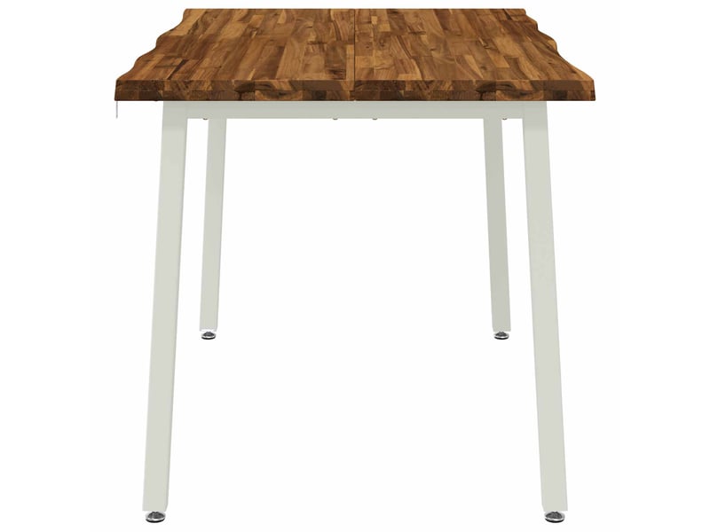  Table à manger moderne 120x80x75 cm bois d'acacia massif naturel et blanc shl96776  - Conforama E