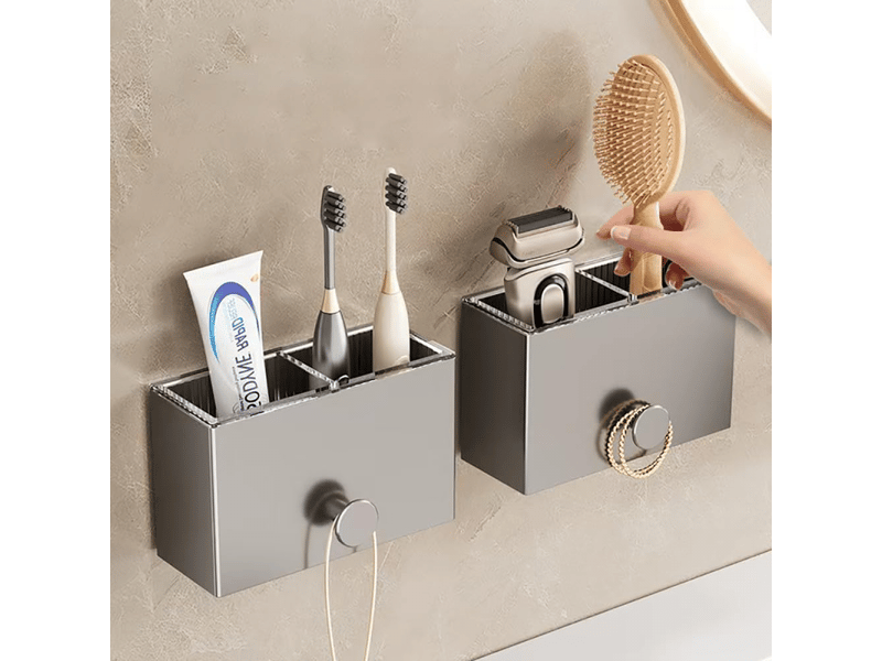  Lot de 2 supports adhésifs pour brosse à dents sans perçage - support de rangement mural étanche pour salle de bain et cuisine  - Conforama C