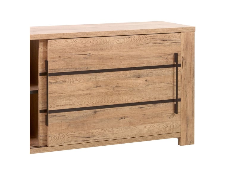  Buffet 2 portes coulissantes aspect chêne naturel et noir mat - carvik CARVIK - Conforama E