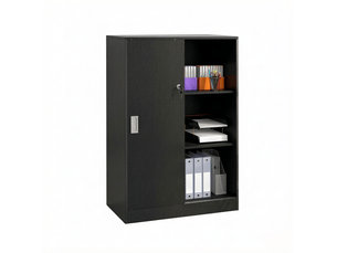 Armoire à dossiers 80x40x120 cm à 2 portes coulissantes verrouillables, noire