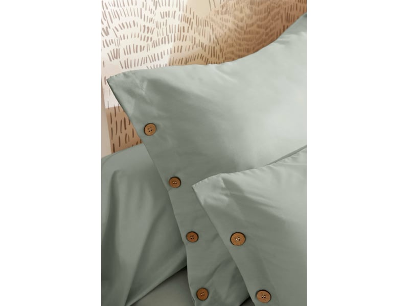  Housse de couette 240 x 220 cm + 2 taies 65 x 65 cm 100% percale de coton 120 fils perrine céladon  - Conforama D