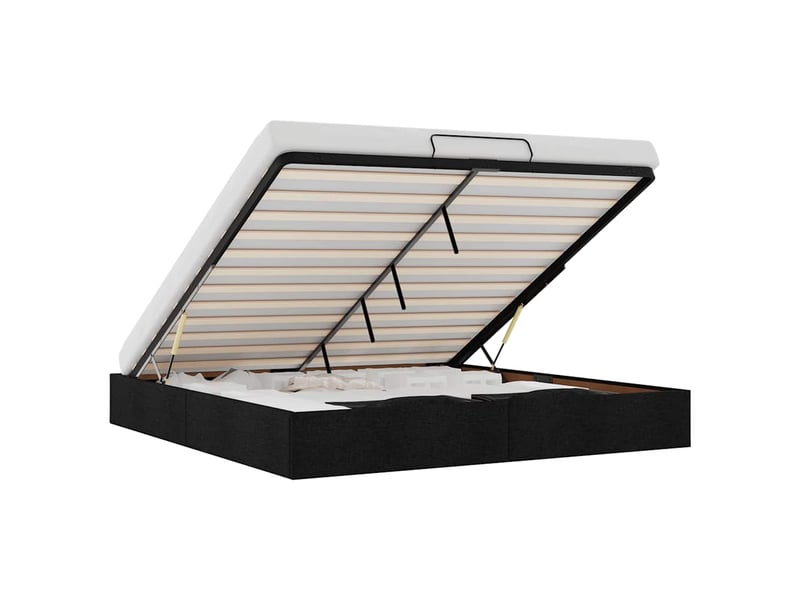  Lit double- lit adulte -  cadre de lit ottoman sans matelas noir 160x200 cm tissu  - Conforama A