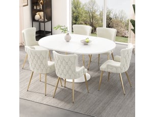 Lot de 6 chaises salle à manger, 4 pieds en métal, dossier élevé doté d'accoudoirs, beige
