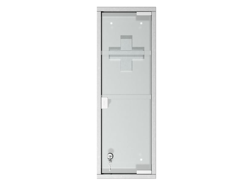  Armoire pharmacie acier inoxydable porte verre trempé, verrouillable, 3 compartiments, 20×12×58cm, argent  - Conforama B