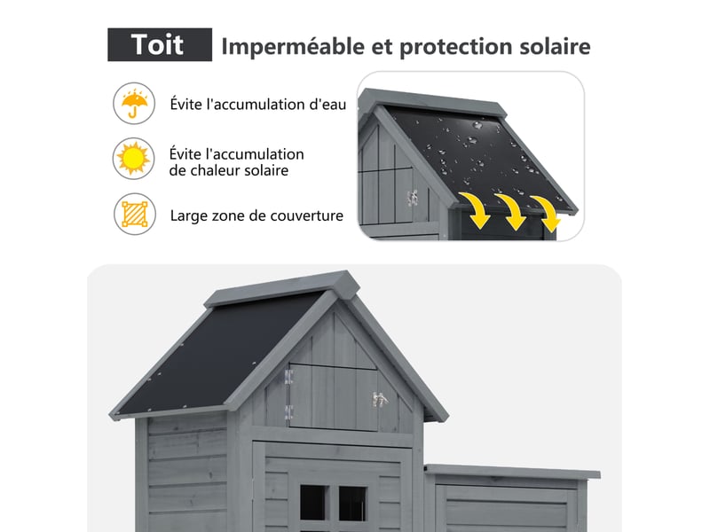 Armoire de jardin 110x52x170 cm double porte, grand espace de rangement, abri de jardin, bois de sapin, gris - Conforama R