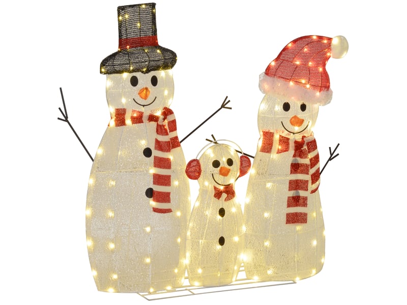  Famille de bonhommes de neige, 148 led, guirlande lumineuse de noël, résistante aux intempéries, finition brillante, blanche  - Conforama B