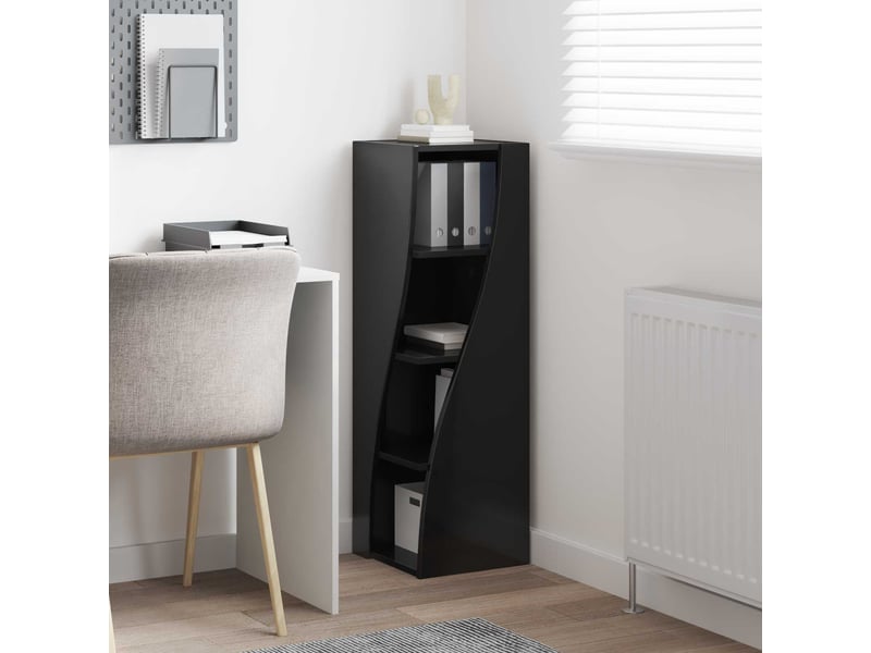  Meuble d'angle, meuble de rangement salon 32x32x102cm bois d'ingénierie noir  - Conforama D