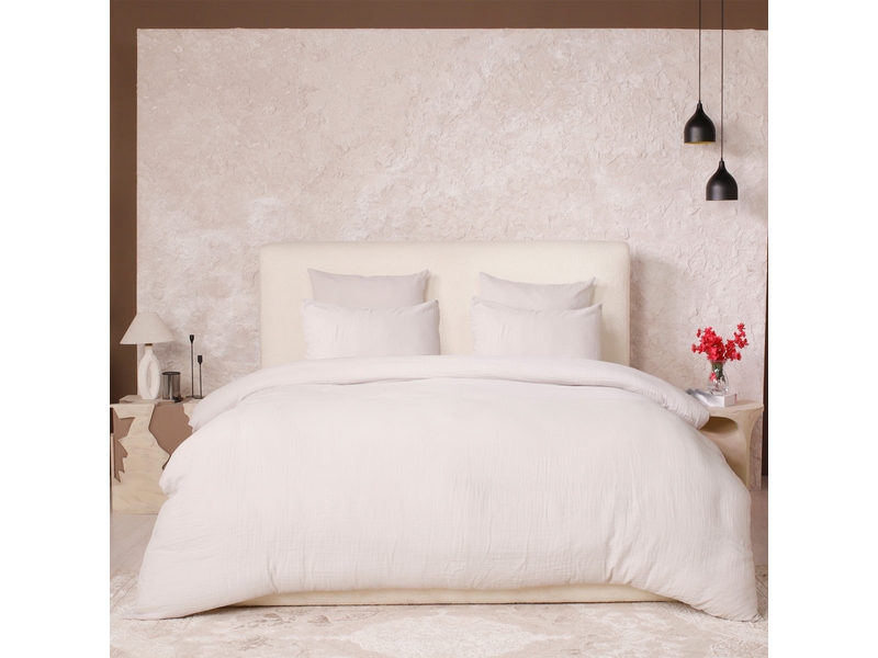  Parure de lit 240x260 cm gaze de coton lavé ecru naturel PD23654 - Conforama C