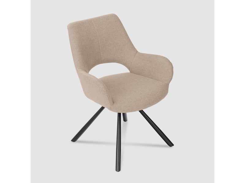  Lot de 6 chaise de salle à manger avec accoudoirs, pieds métal, beige + jaune  - Conforama W