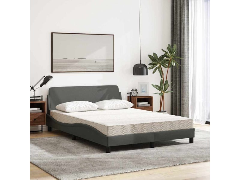  Lit avec matelas dover gris foncé 120x200 cm tissu  - Conforama C