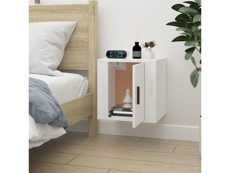  Meuble tv - banc tv - meuble de rangement mural blanc brillant 40x34,5x40 cm  - Conforama C
