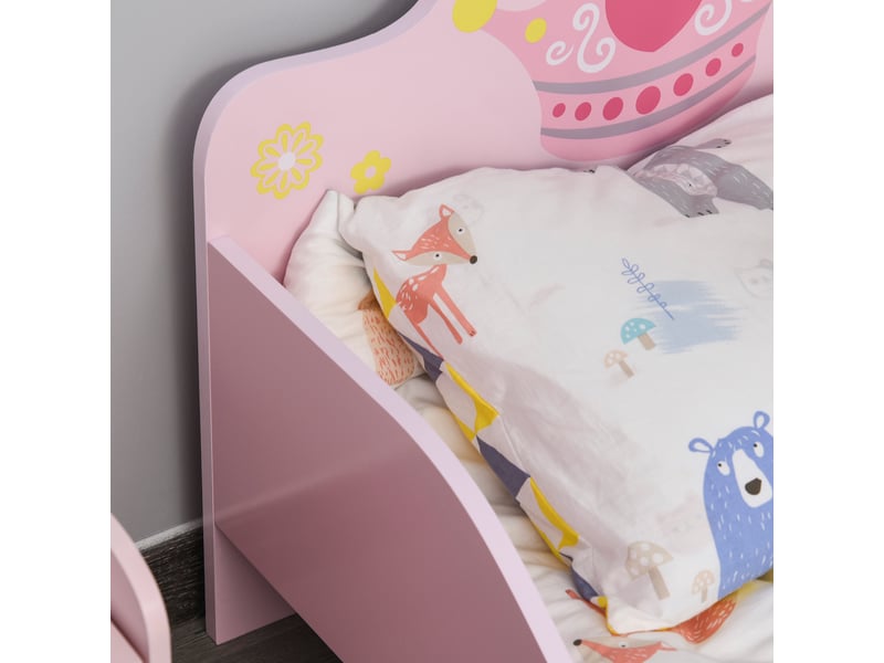 Lit enfant 140 x 70 cm - lit d'enfant design princesse motif couronne - mdf contre-plaqué rose - sommier à lattes inclus - Conforama W