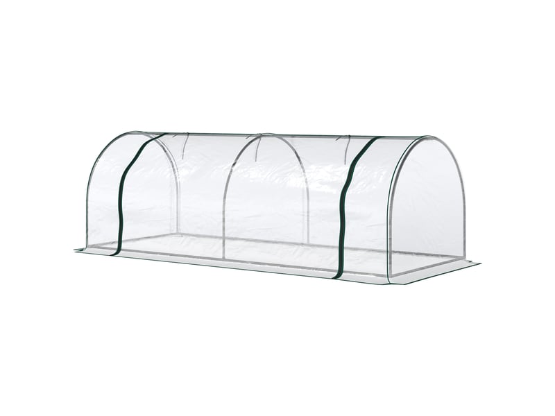 Serre, serre chaude avec porte, châssis froid, serre pour plantes, culture végétale, acier, plastique, 250 x 100 x 80 cm, verte - Conforama B