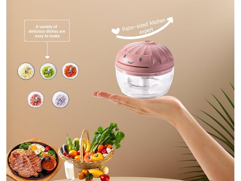  Hachoir manuel, 200 ml, hachoir oignons, mixeur multifonctions, coupe légumes, coupe gingembre manuel, broyage des aliments pour bébé, hachoir à vian  - Conforama E