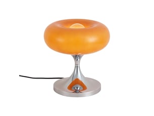 Lampe de table rétro chromée avec abat-jour en verre orange 31cm - glaze