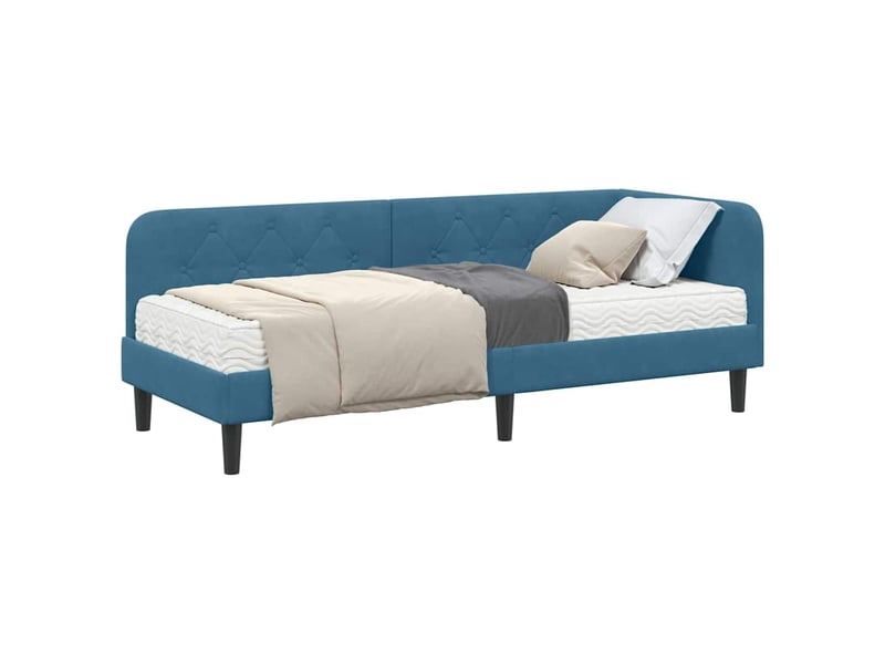  Lit simple- lit adulte -  cadre de lit d'angle bleu 80 x 200 cm velours  - Conforama B