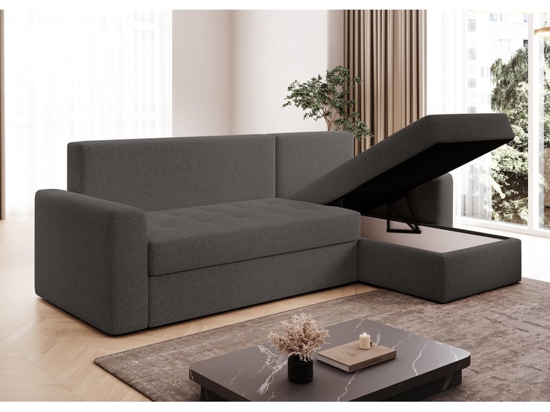  Canapé d’angle karaman 238 cm gris convertible avec coffre Karaman - Conforama C