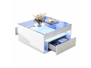 Table basse carré(e) coloris blanc <strong></strong> <strong></strong> - 70 cmx70 cm
