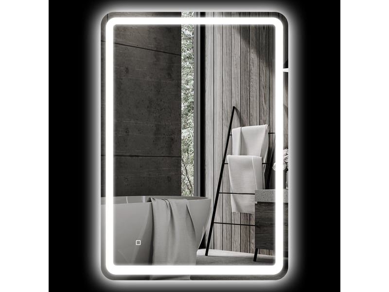  Miroir de salle de bain avec éclairage led 70 x 100 cm, 3 couleurs de lumière, luminosité réglable, fonction antibuée, fonction mémoire, ip44  - Conforama B