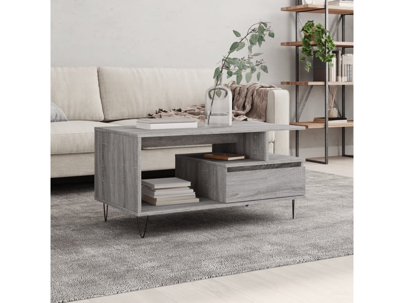  Table basse - table de salon - table à thé sonoma gris 90x49x45 cm bois d'ingénierie  - Conforama B