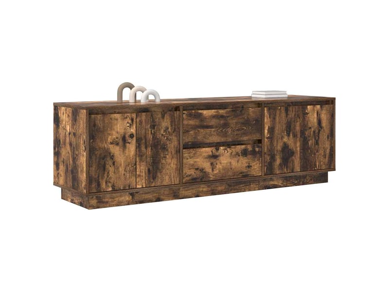  Meuble tv - banc tv - meuble de rangement avec lumières led chêne fumé 160,5x41x50 cm  - Conforama E