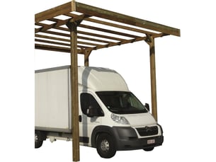 Carport superia en bois base 5x3m avec poteaux 12x12cm  hauteur 4m