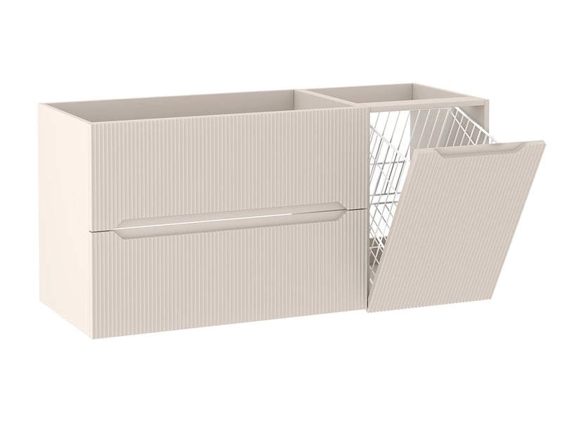  Meuble sous vasque suspendu avec panier à linge 2t novo l.120 cm cachemire mat  - Conforama A