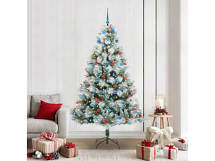 Sapin de noël - arbre de noël artificiel vert et blanc 210 cm