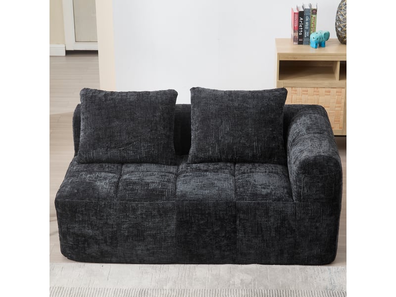  Canapé droit fixe 2 places tissu noir canapé compressible - Conforama D