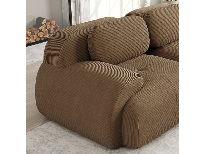  Canapé modulaire 208x103x70cm 2 places, montage simplifié, structure sans cadre, canapé de salon, velours côtelé, brun  - Conforama E