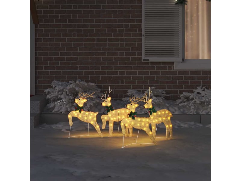 Lot de 4 rennes led, éclairage de noël, décoration de noël doré 45 x 19 x 65 cm tissu cf62087 - Conforama C