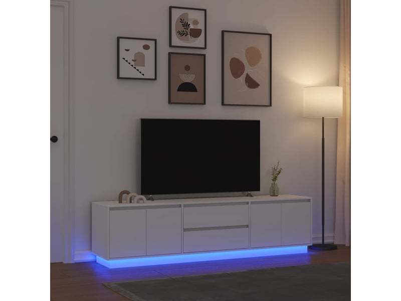 Meuble tv - banc tv - meuble de rangement avec lumières led blanc 193,5x41x50 cm - Conforama B